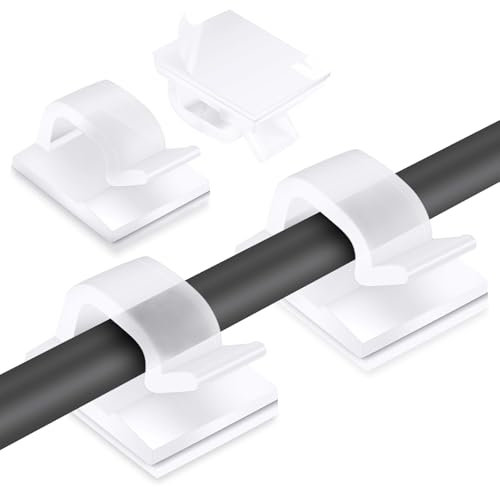 URAQT Kabelhalter Selbstklebend, 70 Stück Mini Outdoor Kabel Clips mit Klebebändern Kabelklemmen für Kabelmanagement Kabelschellen Kabelclips Schreibtisch Organizer für Ladekabel Wand Desk - Klar