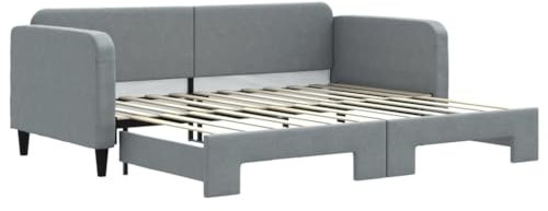 vidaXL Tagesbett Ausziehbar Hellgrau 90x200 cm Stoff