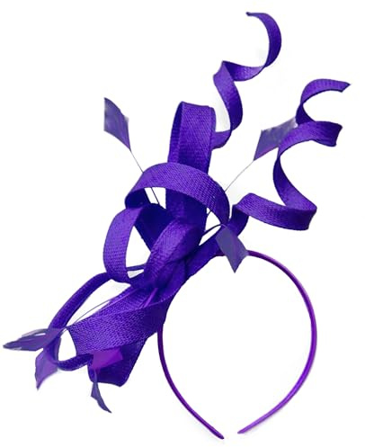 Sinamay Haarreif, Fascinator mit Wirbelschlaufe, für Damen, Hochzeit, Ascot Races, Königsviolett