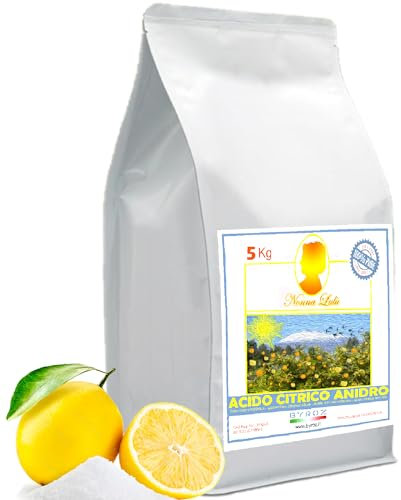 BYROZ Acido Citrico Per Pulizia Calcare. Multiuso, 100% Naturale, Efficace, Ecocompatibile, Sostenibile. Ideale come Anticalcare lavatrice e Brillantante. Acido citrico alimentare – 5 Kg