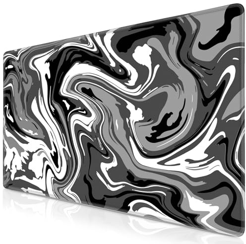 Abetcabe Mauspad XXL Gaming, Schreibtischunterlage 900 x 500 x 3mm | Fluid Art Mousepad groß Vernähte Kanten WassXerdicht Anti-Rutsch für PC, Laptop Verbessert Präzision und Geschwindigkei