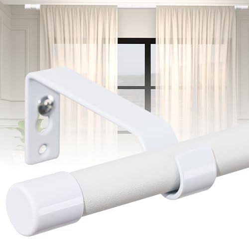 Barra de cortina extensible, 71-170 cm, juego de barras de cortina con soportes ajustables, barra de cortina de acero de alto rendimiento para baño, dormitorio, cocina