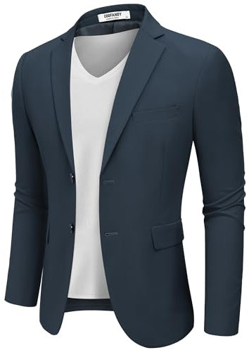COOFANDY Giacca sportiva da uomo, blazer per il tempo libero, giacca da lavoro, vestibilità normale, 2 bottoni, blu navy, XL