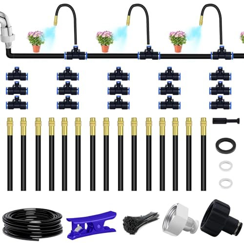 49.21Ft Drip Irrigation Kit Automatic Drip Irrigation System, 360° Bendable Garden Irrigation System, Garden Watering System Adjustable Bendable Nozzle Copper Sprayer System For Garden