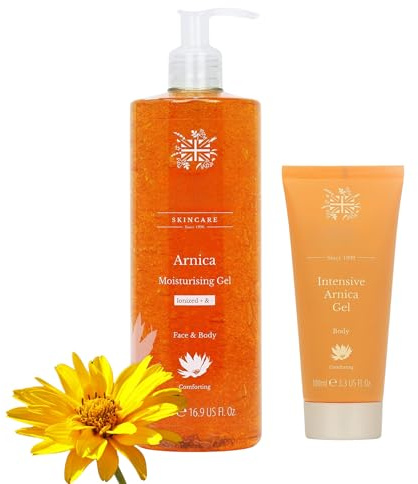 Arnica Gel Duo – 100ml Intensive Muscle Relief Formula with 500ml Vegan Arnica Montana Skincare Gel for Sports Recovery and Daily Comfort