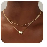 TINGN Gold Kette mit Buchstaben für Damen - 18 Karat Gold Vergoldet Buchstaben A-Z Herz Anhänger Kette Personalisierte Buchstaben Mehrreihige Halskette Geburtstagsgeschenk für Frauen Mädchen Schmuck