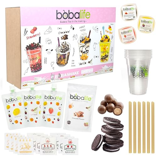 Bobalife Bobashake Bubble Tea Kit - Makes 12 Drinks | Easy Homemade Boba Tea Set Gift