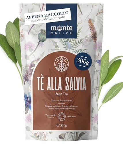 Tisane sauge Monte Nativo (300g) - Feuille de sauge - Thé en vrac - 100% pur et naturel, sans additifs - Herbes à l'arôme intense pour la préparation d'une délicieuse tasse de tisane