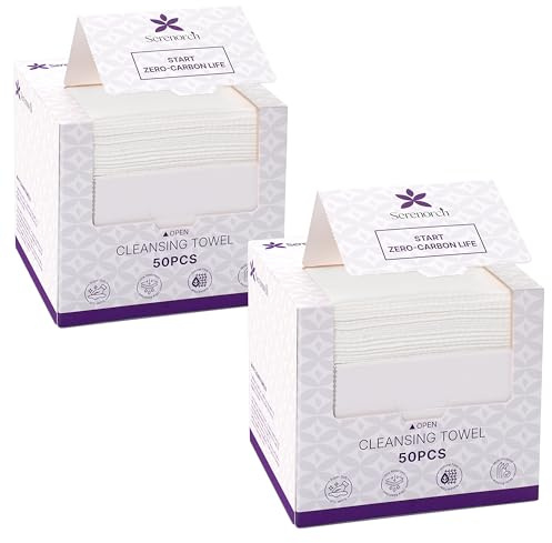 Serenorch Disposable Biodegradable Face Towels,10×12 Extra Large, Ultra Thick Disposable Face Cloths for Sensitive Skin, Extra Soft Makeup Remover Dry Wipes, 100 Count