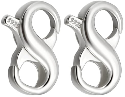 Beebeecraft 2Pcs 925 Sterling Silver Double Opening Lobster Claw Clasp, 10x6x3mm Small Lobster Clasps Connectors with Silver Polishing Cloth for Jewellery Making Necklaces Bracelets DIY Craft
