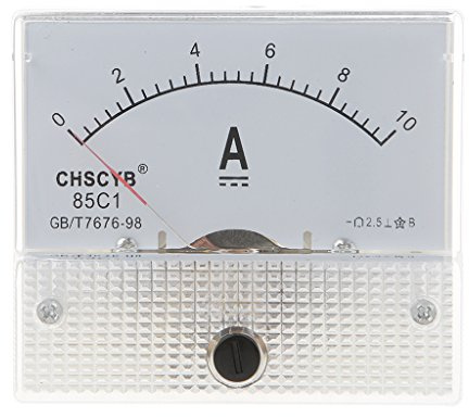 0-10A analógico para panel de corriente continua, medidor amperímetro, detector de medición rectangular