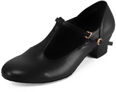 Asyusyu Scarpe da ballo da donna nere con tacco da 3 cm standard da donna per la danza latina Salsa Training, Nero , 36 EU
