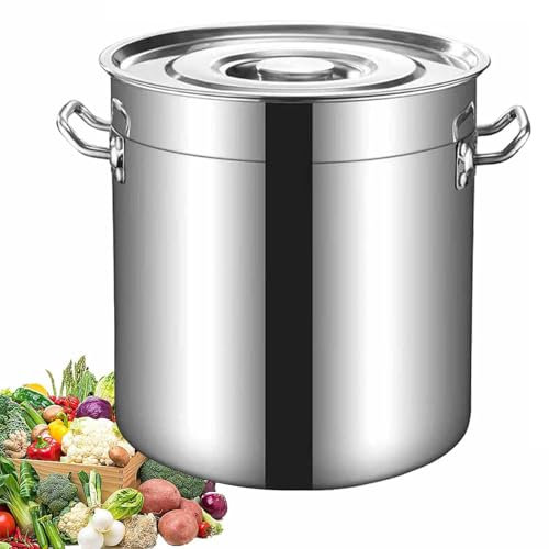 Cubo de Sopa de Acero Inoxidable 201, Cubo de Almacenamiento de Alimentos para Olla de Sopa Grande, Fondo Compuesto de Acero, Olla de Sopa Grande Comercial con Tapa, Cubo de Aceite de Gran c