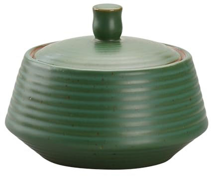 NCQIXIAO Retro-Küchendosen aus Keramik, raue Form mit luftdichtem Silikondeckel für Tee, Kaffee, Nüsse, Kräuter, Gewürze, Zucker (niedriges Grün)