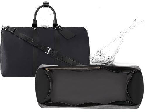 OAikor Keepall45 Geldbörsen-Organizer-Einsatz, kompatibel mit LV Keepall 45 Taschen, verbessert, leicht, wasserabweisend, Dupontpapier-Einsatz, Organizer für Luxus-Taschen (Schwarz, Keepall45)