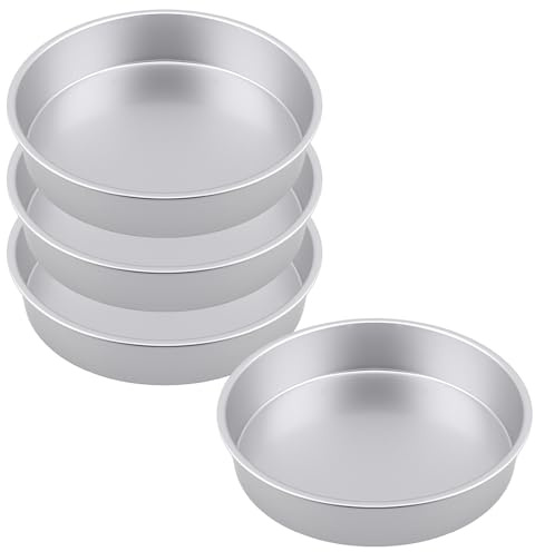 MUNGHOK 24 cm rund bakform, set om 4, 5 cm hög kakform, runda bakformar aluminium, non-stick-beläggning, kakform, bakformar för födelsedag, bröllop, diskmaskinssäker