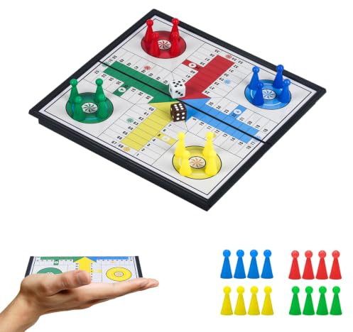KOKOSUN Ludo Reise Set, Magnetisches Faltbares Brettspiel, Klassisches Strategiespiel Set für die ganze Familie (20×20cm)
