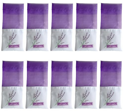 JYNVO 10 bolsitas de lavanda, bolsitas de lavanda para armario, antipolillas, lavanda seca, fragancia para coche, fragancia para habitación, fragancia para armario, bolsita de lavanda para cajón