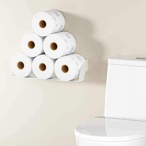 Ersatzrollenhalter Toilettenpapier für 6 Rollen, Toilettenpapier Aufbewahrung Wand, Metall Toilettenpapierhalter, Klopapier Aufbewahrung Ohne Bohren, Klorollenhalter, Klorollenaufbewahrung (Weiß)