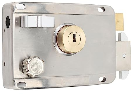 RIZGHWOY Serrure de Portail Extérieure Serrure de Portail Extérieure Serrure de Portail de sécurité Serrure Antivol Mécanique avec Poignée Dissimulée pour Porte en Bois Porte en Acier