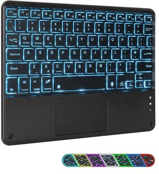 Nsyee Backlit Universal Wireless Keyboard With Touchpad, Bluetooth Compact Wireless Rechargeable Portable Keyboard for iPad/Samsung/Tablet/iOS/Android/Windows, UK Layout