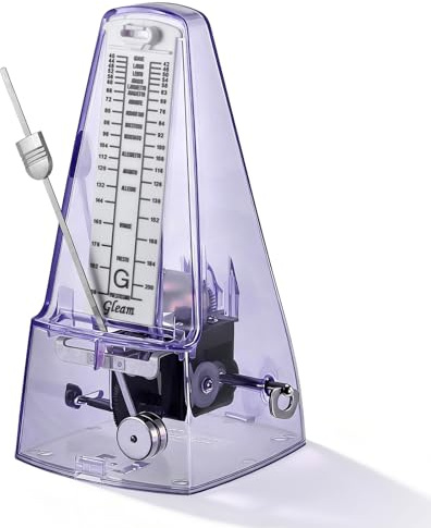 RIVVTA Mechanical Metronome, Metronome for Piano, Guitar, Bass, Violin, Drums & Other Instruments, Loud Sound and High Precision Track Beat for Beginners,Transparent Purple