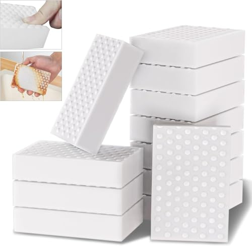 Esponja de borrar de suciedad, 8 unidades, (2 x compactadas), color blanco, extrafuerte, de melamina, multifuncional, sin arañazos, esponja de limpieza para el hogar, cocina, baño, 10 x 7 x 2 cm