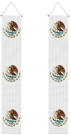 Bandera de México con impresión de bandera de México, cartel frontal, banderas colgantes para decoración de fiesta, para puerta exterior e interior