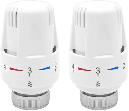 Pack of 2 Radiator Thermostatic Head, Thermostat Heater, for Thread M30 x 1.5, Radiator Thermostat, Thermostat Head Replacement Head, Radiator Valve, Frost Protection and Adjustment Functions, for