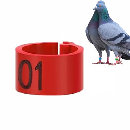 100 Stück Vogelringe 8mm Nummeriert 001-100 - Bunte Clip Ringe aus Kunststoff Wiederverwendbar - Fußringe zur Kennzeichnung für Wachteln, Papageien, Tauben & Geflügel Zubehör