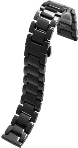 14 mm 16 mm 18 mm 20 mm 22 mm keramiskt klockband Snabbkopplingsrem Utplacering Spänne Armband for Kvinnor Män Svart Vit(Black,18mm)