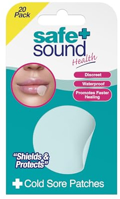 Safe and Sound Health Cold Sore Patches, 20 Pack | Invisible, Hydrocolloid, Fast Healing, Protection, Discreet Treatment