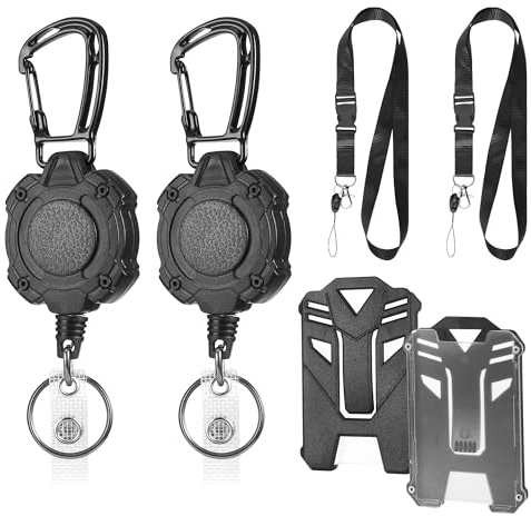 JIANTA 2 Einziehbarer Schlüsselanhänger Set, 2 Schlüsselband Kartenhalter