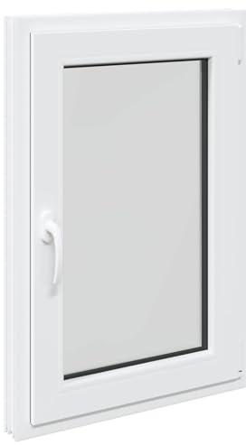 Källarfönster RISOR vit 60 x 90 cm PVC och glas, modern källarfönsterdesign, hållbar PVC-glaskonstruktion, energieffektiv, värmeisolering, ljudisolering, roterande funktion