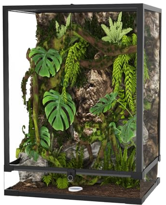 GarveeMore Terrarium Für Reptilien Glasterrarium Reptilien-Lebensraumtank Mit Belüftung Oben Reptilienzuchtbox Für Amphibien Spinne