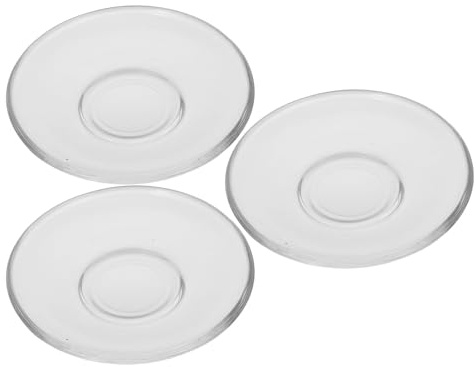 HEMOTON Set 6 Pezzi Sottobicchieri di Vetro Trasparenti Rotondi Piattini per Tazze da Tè Design Semplice e Finitura Fine, Pratici per Hotel e Sale Yoga Riutilizzabile