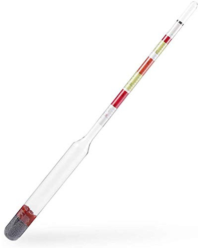 Riuulity Hidrómetro de 3 Escalas, Medidor de Alcohol Brix, Densímetro 3 en 1 de Vidrio de 255mm con Tarro de Prueba para Vino, Cerveza, Elaboración Casera (Colores variados)