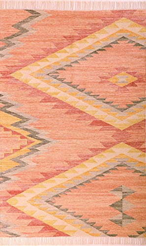 TOM TAILOR Vintage Kelim Teppich, Ethno Look, 80% Schurwolle & 20% Baumwolle, Größe:140 x 200 cm, Farbe:Orange