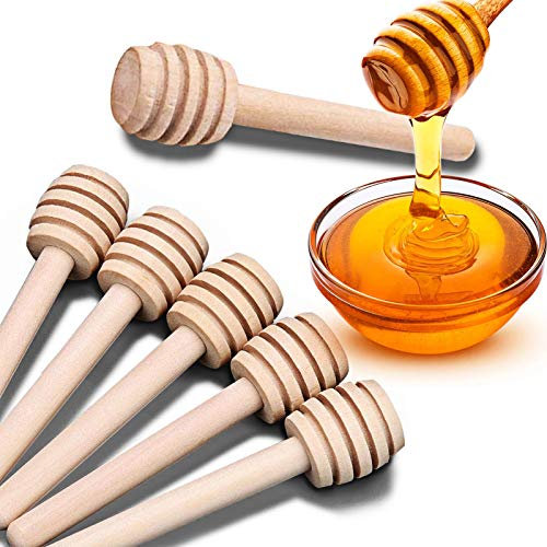 24 Stück Mini-Schöpflöffel aus Holz für Honig. Zum Entnehmen von Honig aus dem Dispenser. Ideal als Hochzeitsgeschenk, 8,1 cm, einzeln verpackt