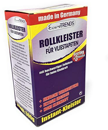 EuroTrends Rollkleister 500g Packung Kleister für Vliestapeten, Polyurethan oder Epoxidharz, weiß, Vliestapetenkleister, Kleister, Wallpaper Paste
