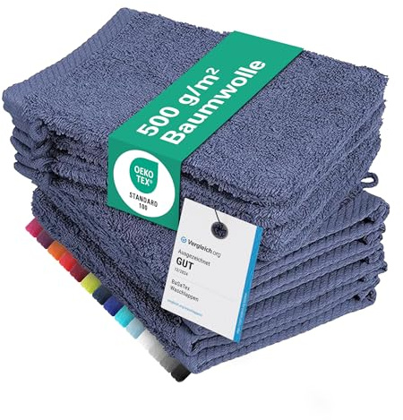 BaSaTex 10er Pack Waschhandschuhe Baumwolle | Waschlappen Größe 15x21 cm in Marine 100%, Wellnessbereich, Welness, Bad, Badetücher, Badetuch, Gäschenk, Geschenkideen