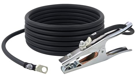 500 Amp Welding Ground Clamp Lead Assembly - Terminal Lug Connector - 2/0 AWG cable (15 FEET)