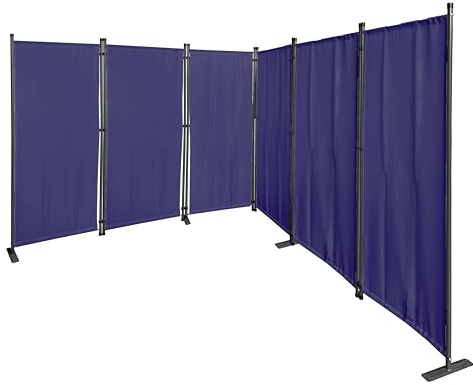 QUICK STAR Paravent 6 Teilig 340x165cm Blau - Garten & Balkon Sichtschutz Stellwand Innen & Außen - Raumteiler Trennwand Faltbar Blickdicht & Wetterfest