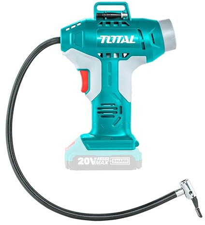 TOTAL - Pistola Compresor a Batería P20S de 20 V - Bomba de Aire Eléctrica para Inflar Neumáticos, Balones y Colchones- Máxima Presión de 150 Psi/10 Bar