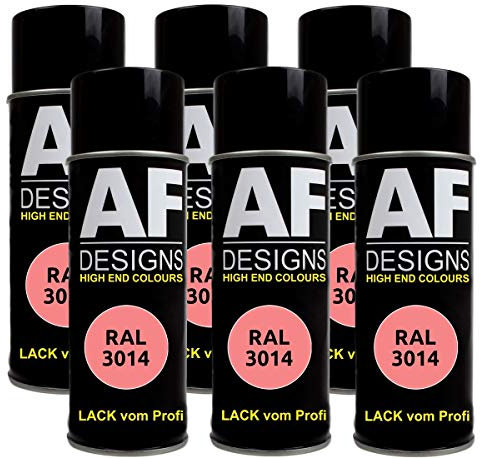 6 X RAL vernice spray per auto, colore rosa antico lucido RAL3014