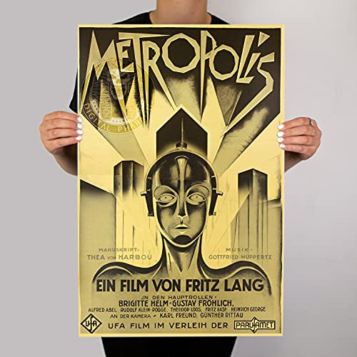 Metropolis Artwork Metall-Wandposter, Vintage-Kino, Retro, klassische Männerhöhle Dekor (A2)