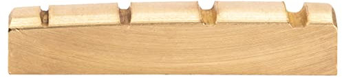 Musiclily Basic Messing E-Bass Sattel Vorgekerbt Brass Bass Nut für 4-Saiter Precision/Jazz Bass, 43x6x9mm