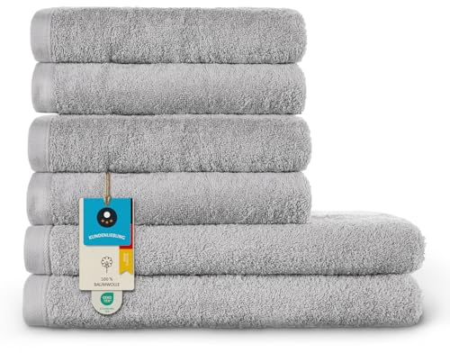 Homewell Handtücher Set - weich und saugstark, 100% Baumwolle, Oeko-Tex 100 Zertifiziert (2 Badetücher + 4 Handtücher, Grau)