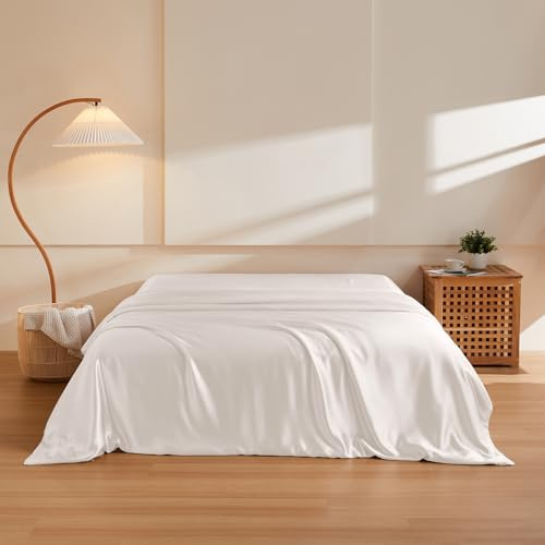 THXSILK 6A+ Grade 1 Pcs Silk Pearl White Duvet Quilt Cover, 100% Top Grade Mulberry Silk Upscale Series Luxury Breathable Bedding Duvet Comforter Cover with Zipper, No Quilt/Comforter, King