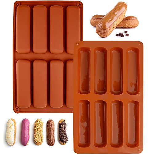 2 pezzi di barrette per cereali in silicone, forma rettangolare, per muffin, dessert e cioccolato, con 8 cavità